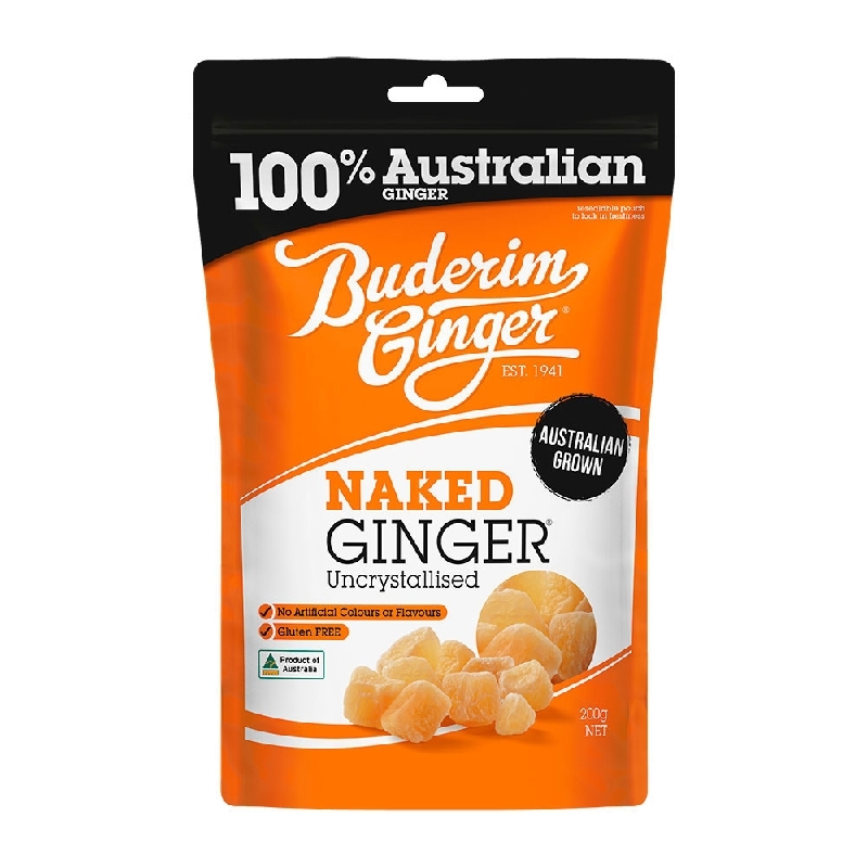 Buderim Ginger Naked Ginger Pouch 200gm Simply For Me