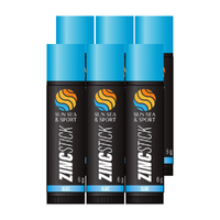 Sun Sea and Sport Blue Zinc Stick 6 x 6g  Water-Resistant for Outdoor Fun