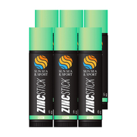 Sun Sea and Sport Green Zinc Stick 6 x 6g  Water-Resistant for Outdoor Fun