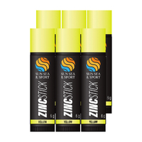 Sun Sea and Sport Yellow Zinc Stick 6 x 6g  Water-Resistant for Outdoor Fun