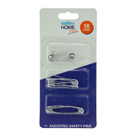 Safe Home Care Assorted Size Safety Pins 16pc