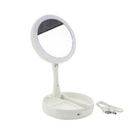 Round LED Mirror On Round Stand 15 x 29cm (Battery Not Included)