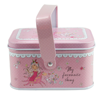 Kids Storage Tin With Handle Pink Colour My Favorite Thing With Princess Design 10.5cm x 6cm x 8cm