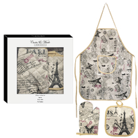 Curtis & Wade Kitchen Apron Oven Mitt And Pot Holder Gift Set Paris Print