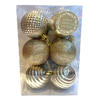 Christmas Tree Ornament Gold Baubles 12 Piece Set Different Pattern Design