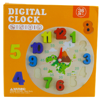 Kids Early Learning Wooden Puzzle Dinosaur Clock Design