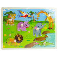 Kids Early Learning Wooden Puzzle Jungle Animals Design