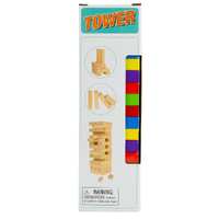 Tower Stack And Tumble Game With Colourful Bricks