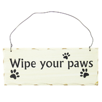 Home Decor Hanging Sign Wipe Your Paws Design For Log Lovers