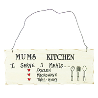 Home Decor Humour Hanging Sign Mums Kitchen I Serve 3 Meals Design