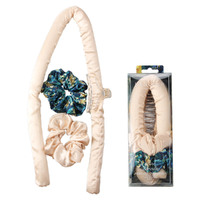 Lulu Grace Midnight Bloom Scrunchie Twin Pack With Plain Heatless Curler And Hair Clip