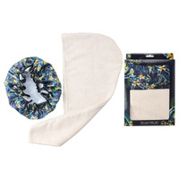 Lulu Grace Midnight Bloom Shower Cap And Head Turban Plain