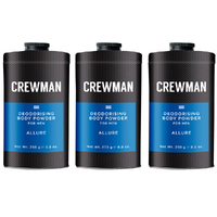 Crewman Mens Allure Talc Free Body Powder 250g Value Pack x 3