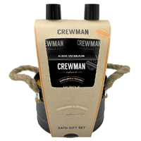 Crewman 4 Piece Tin Gift Set With Body Wash Muscle Soak Sponge 2 In 1 Shampoo