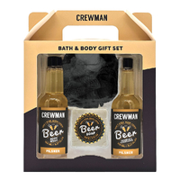 Crewman 4 Piece Body Wash Shampoo 150ml Round Soap 100g And Sponge Beer Design