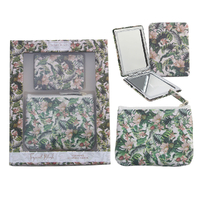 Lulu Grace Tropical Blush Print Design Gift Set Coin Purse And Compact Mirror