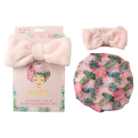 Beauty & Me Bath Headband And Shower Cap Gift Set Pink Design 