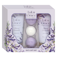 Lulu Grace 5 Piece Gift Set Lavender Shower Gel Body Lotion And 3 x Bath Fizzer