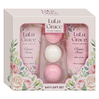 Lulu Grace 5 Piece Luxury Gift Set Rose Shower Gel Body Lotion 3 x Bath Fizzer