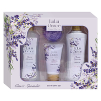 Lulu Grace 4 Piece Gift Set Lavender Shower Cream Body Lotion Soap Hand Cream