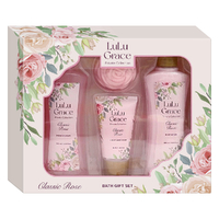 Lulu Grace 4 Piece Bath Gift Set Rose Shower Cream Body Lotion Soap Hand Cream