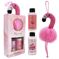 Flamingo Garden Bath Gift Set Shower Gel And Body Lotion 100ml With Sponge