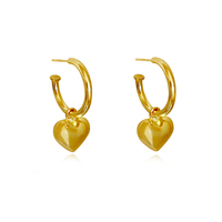 Culturesse Lavin Classic Love Heart Drop Earrings (Gold Vermeil)