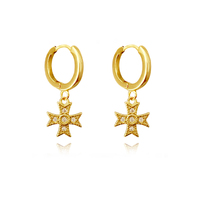 Culturesse Exie Cross Drop Earrings (Gold Vermeil)