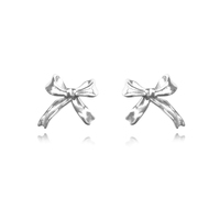 Culturesse Tilda Dainty Bow Tie Earrings (Silver)