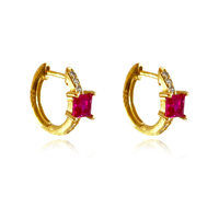 Culturesse Loxi Dainty Zircon Hoop Earrings (Fuchsia)