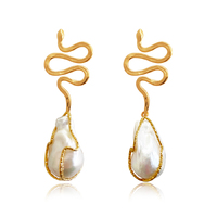 Culturesse L 'amour 24K Luxury Baroque Pearl  Drop Earrings