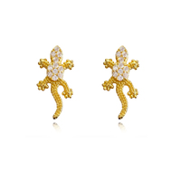 Culturesse Gwynn Gold Filled Gecko Screw Back Earrings