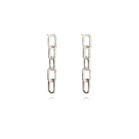 Culturesse Josie Minimalist Dainty Silver Chain Earrings