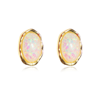 Culturesse Alyn Artisan Opal Stud Earrings (Gold)