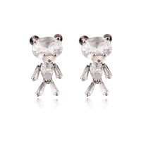 Culturesse Ted Zirconia Dainty Teddy Earrings