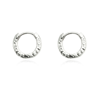 Culturesse Edda Textured Dainty Sleeper Hoop Earrings (Silver)