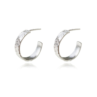 Culturesse Isador Textured Deco Hoop Earrings (Silver)