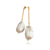 Culturesse Lorene Luxury 24K South Sea Twin Baroque Pearl Earring (Single Piece)