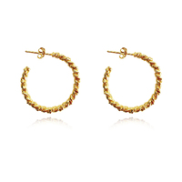 Culturesse Veronique French Twisted Hoop Earrings (Gold)