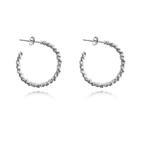 Culturesse Veronique French Twisted Hoop Earrings (Silver)