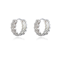 Culturesse Greta Artsy Wavy Silver Hoop Earrings