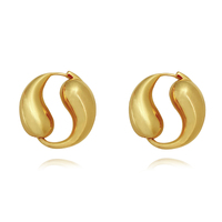 Culturesse Yin Yang Artisan Solid Hoop Earrings (Gold)