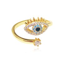 Culturesse Adiva Artisan Evil Eye Wrap Open Ring (Gold)