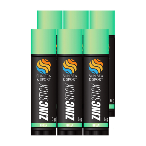 Sun Sea and Sport Green Zinc Stick 6 x 6g  Water-Resistant for Outdoor Fun