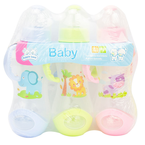 Baby & Me Apple Bear Baby Feeding Nursing Bottle 240ml Animal Designs 3 Pieces