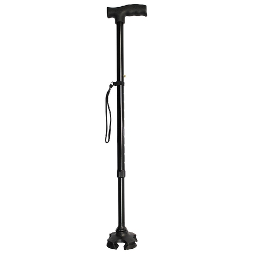 Safe Home Care Walking Stick Adjustable Self Standing Black