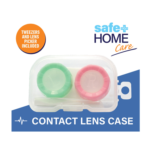 Safe Home Care Contact Lens Case with Tweezers and Lens Picker