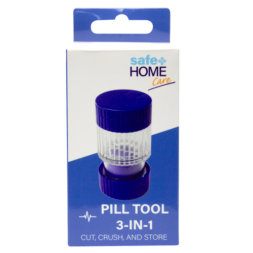 Safe Home Care Round 3 In 1 Pill Cutter, Crusher & Storage 9.5 x 5cm