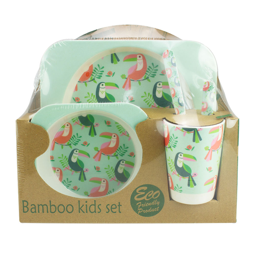 Baby & Me Bamboo Toucan Feed Set Eco Friendly Baby Kids Dinnerware