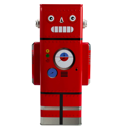 Kids Money Box Tin Red Robot Design